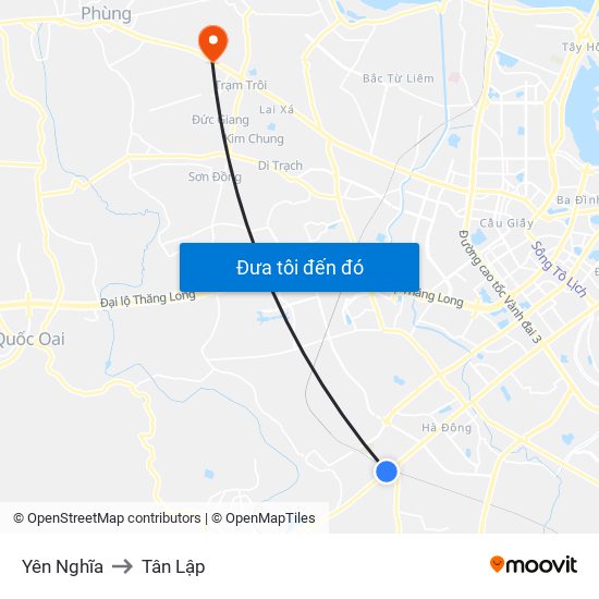Yên Nghĩa to Tân Lập map