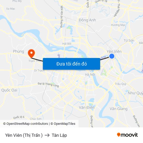 Yên Viên (Thị Trấn ) to Tân Lập map