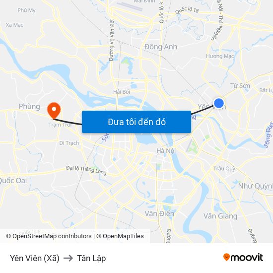 Yên Viên (Xã) to Tân Lập map