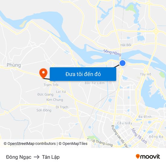 Đông Ngạc to Tân Lập map