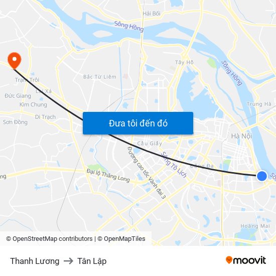 Thanh Lương to Tân Lập map
