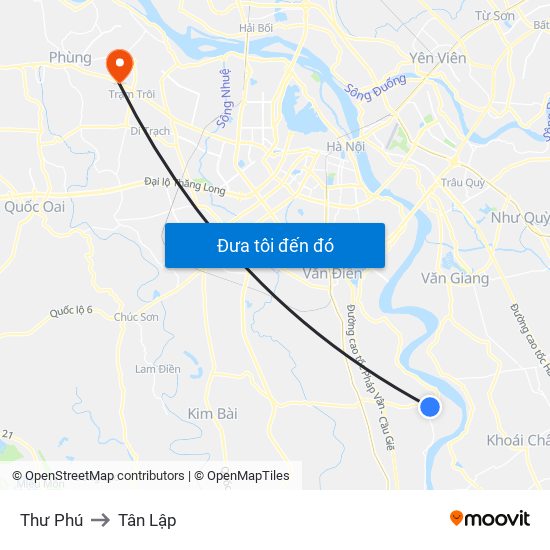 Thư Phú to Tân Lập map