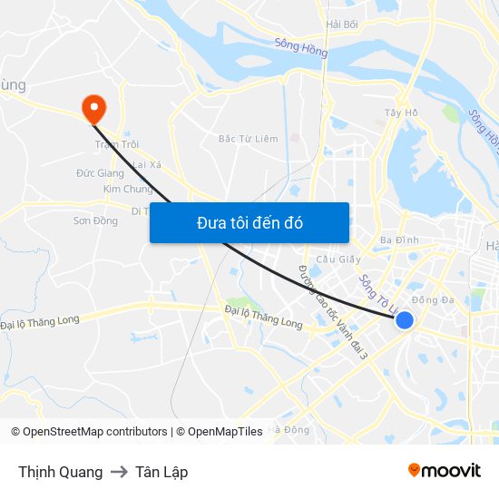 Thịnh Quang to Tân Lập map