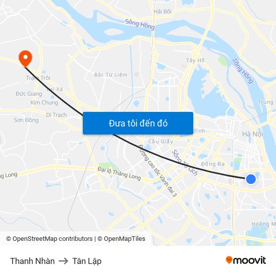 Thanh Nhàn to Tân Lập map