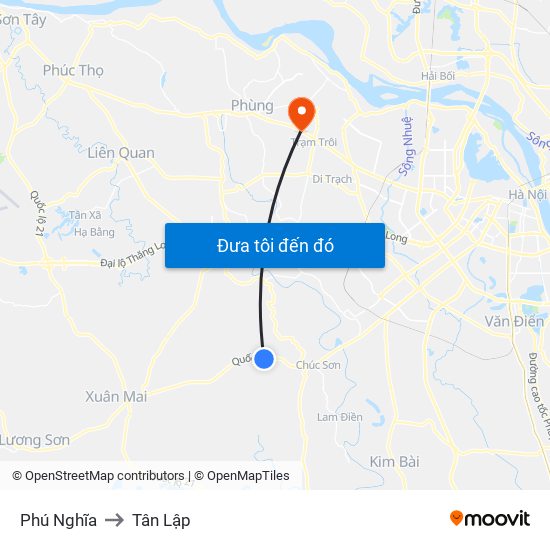 Phú Nghĩa to Tân Lập map