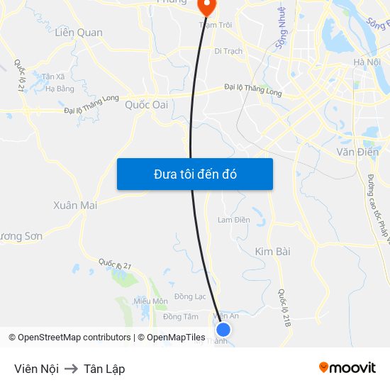 Viên Nội to Tân Lập map