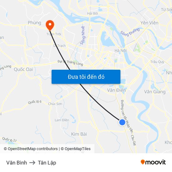Văn Bình to Tân Lập map