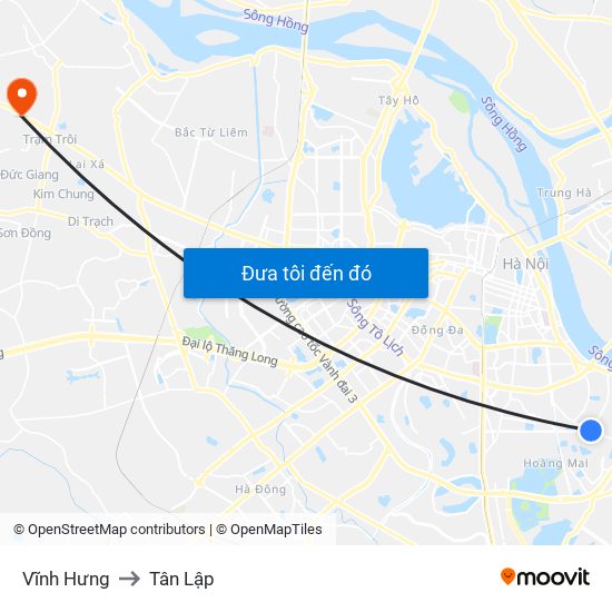 Vĩnh Hưng to Tân Lập map