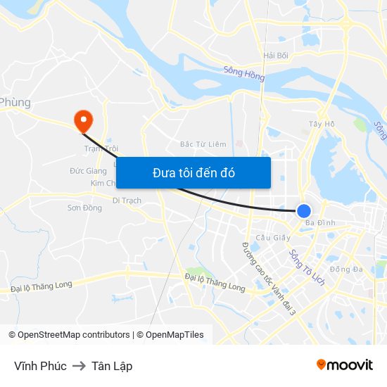 Vĩnh Phúc to Tân Lập map