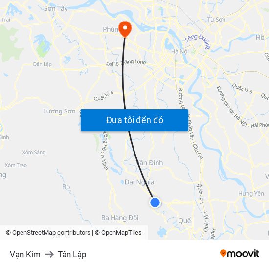 Vạn Kim to Tân Lập map