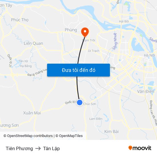 Tiên Phương to Tân Lập map