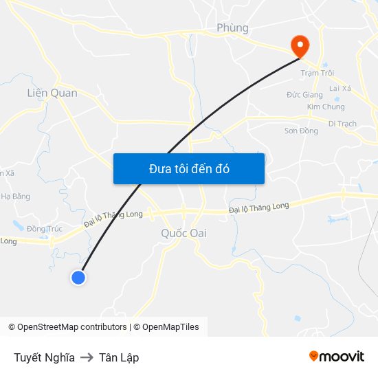 Tuyết Nghĩa to Tân Lập map