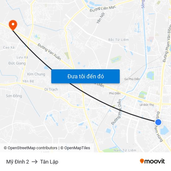 Mỹ Đình 2 to Tân Lập map