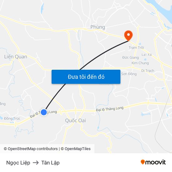 Ngọc Liệp to Tân Lập map