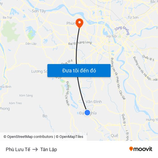 Phù Lưu Tế to Tân Lập map