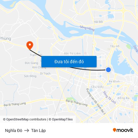 Nghĩa Đô to Tân Lập map