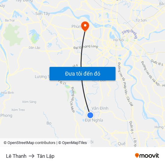 Lê Thanh to Tân Lập map