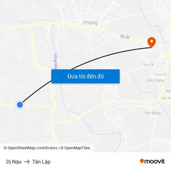 Dị Nậu to Tân Lập map