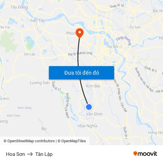 Hoa Sơn to Tân Lập map