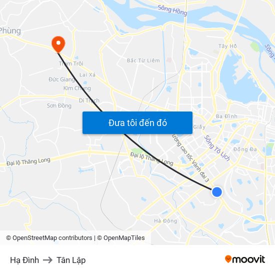 Hạ Đình to Tân Lập map