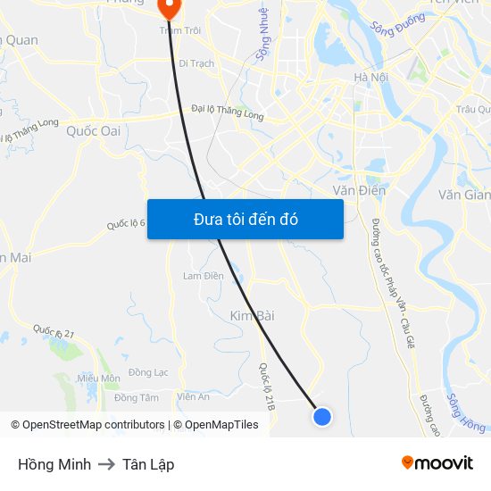 Hồng Minh to Tân Lập map