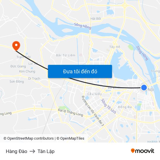 Hàng Đào to Tân Lập map