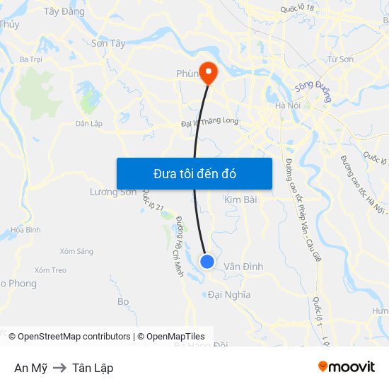 An Mỹ to Tân Lập map