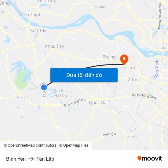 Bình Yên to Tân Lập map