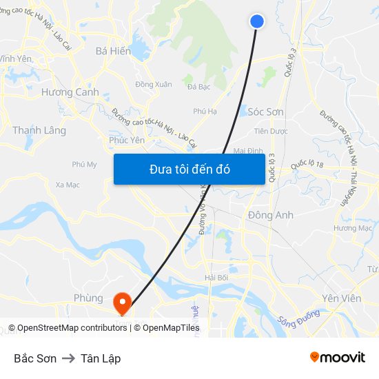 Bắc Sơn to Tân Lập map