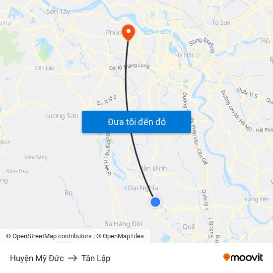 Huyện Mỹ Đức to Tân Lập map