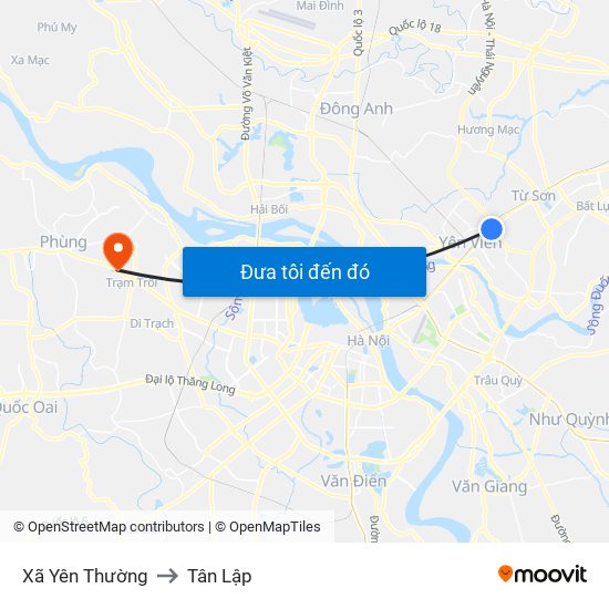 Xã Yên Thường to Tân Lập map