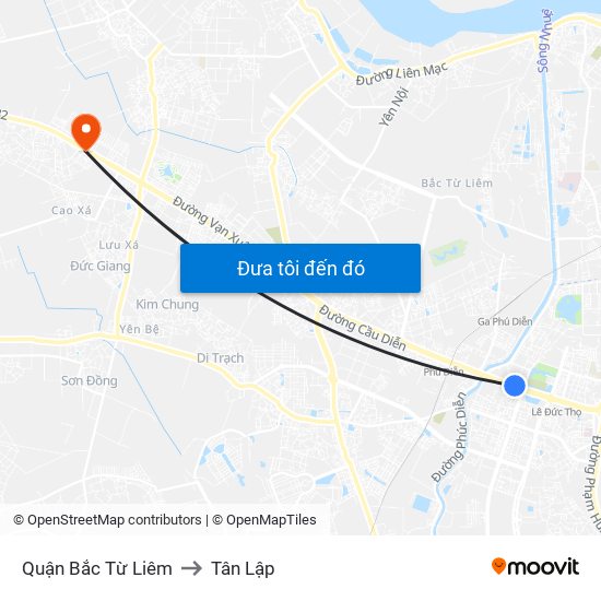 Quận Bắc Từ Liêm to Tân Lập map