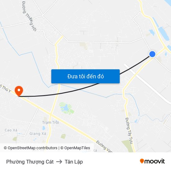 Phường Thượng Cát to Tân Lập map