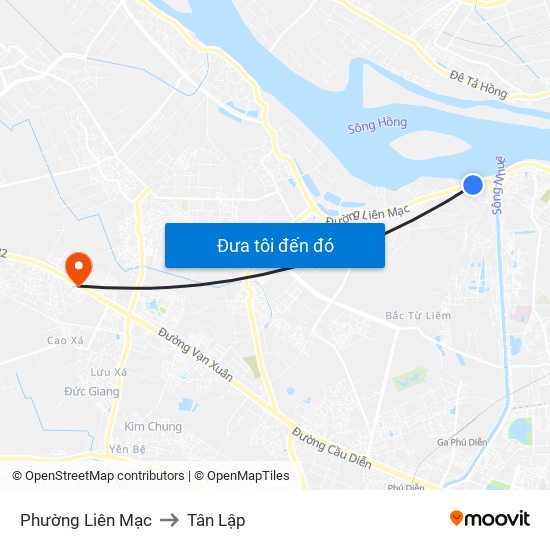 Phường Liên Mạc to Tân Lập map