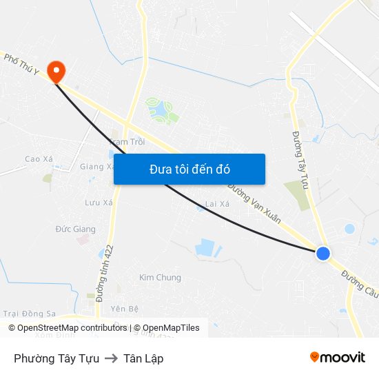 Phường Tây Tựu to Tân Lập map