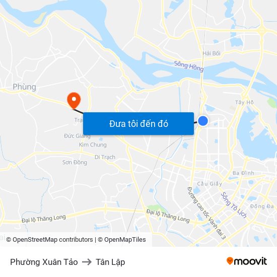 Phường Xuân Tảo to Tân Lập map