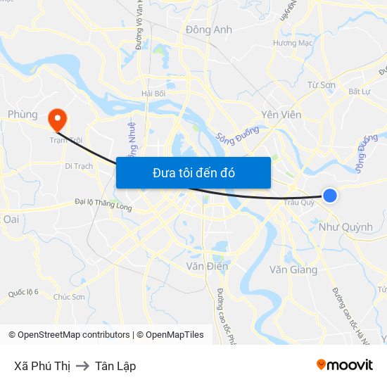 Xã Phú Thị to Tân Lập map