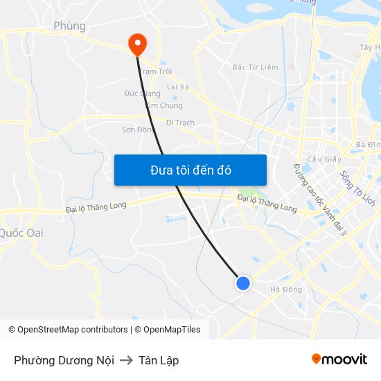 Phường Dương Nội to Tân Lập map