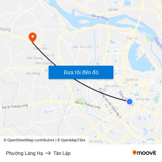 Phường Láng Hạ to Tân Lập map