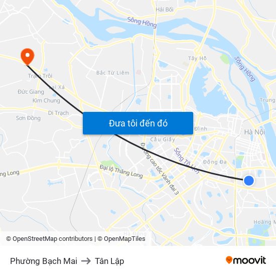 Phường Bạch Mai to Tân Lập map