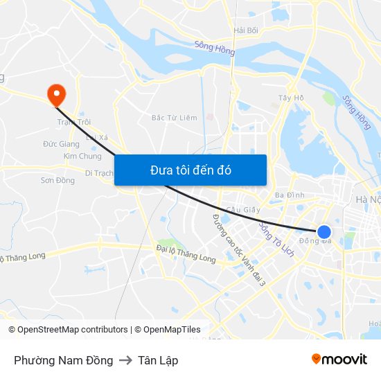 Phường Nam Đồng to Tân Lập map
