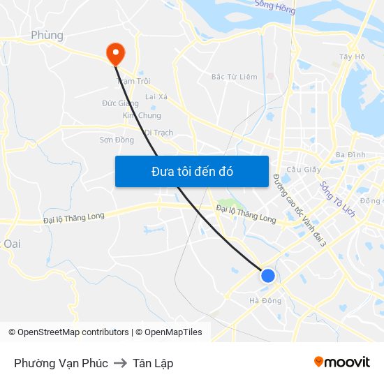 Phường Vạn Phúc to Tân Lập map