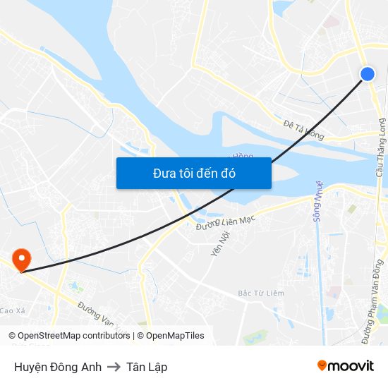 Huyện Đông Anh to Tân Lập map