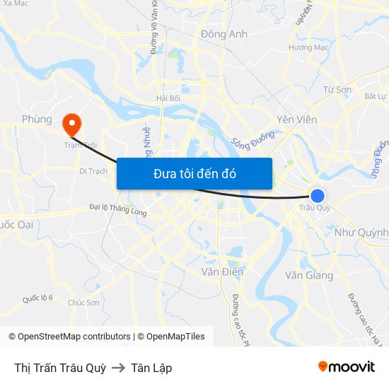 Thị Trấn Trâu Quỳ to Tân Lập map