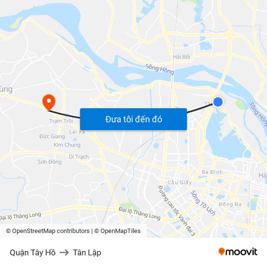 Quận Tây Hồ to Tân Lập map