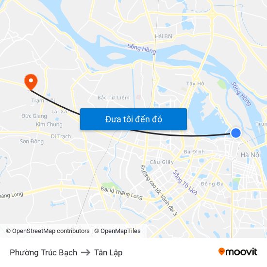 Phường Trúc Bạch to Tân Lập map