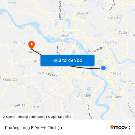 Phường Long Biên to Tân Lập map