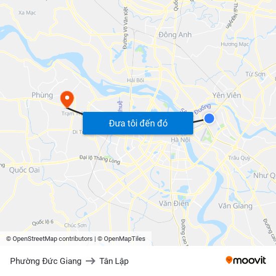 Phường Đức Giang to Tân Lập map