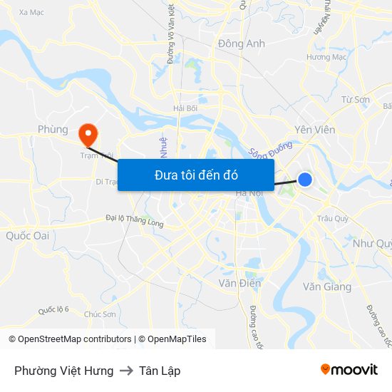 Phường Việt Hưng to Tân Lập map