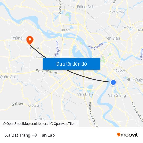 Xã Bát Tràng to Tân Lập map